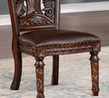 Traditional 2Pcs Side Chairs Brown Cherryseats Faux Wood Carved Details Formal Solid Wood Dining Room Furniture Brown,Dark Brown Brown Dining Room Luxury,Traditional,Vintage Dining Chairs Rubberwood