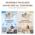 42 Inches Crystal Ceiling Fan Silver Crystal Ceiling Fan Chandelier With Remote 6 Speeds 3 Colors Changes Lighting Fixture, 3 Blades Retractable Fans For Bedroom Living Room Dining Room, Silver Silver Luxury Abs Steel Q235