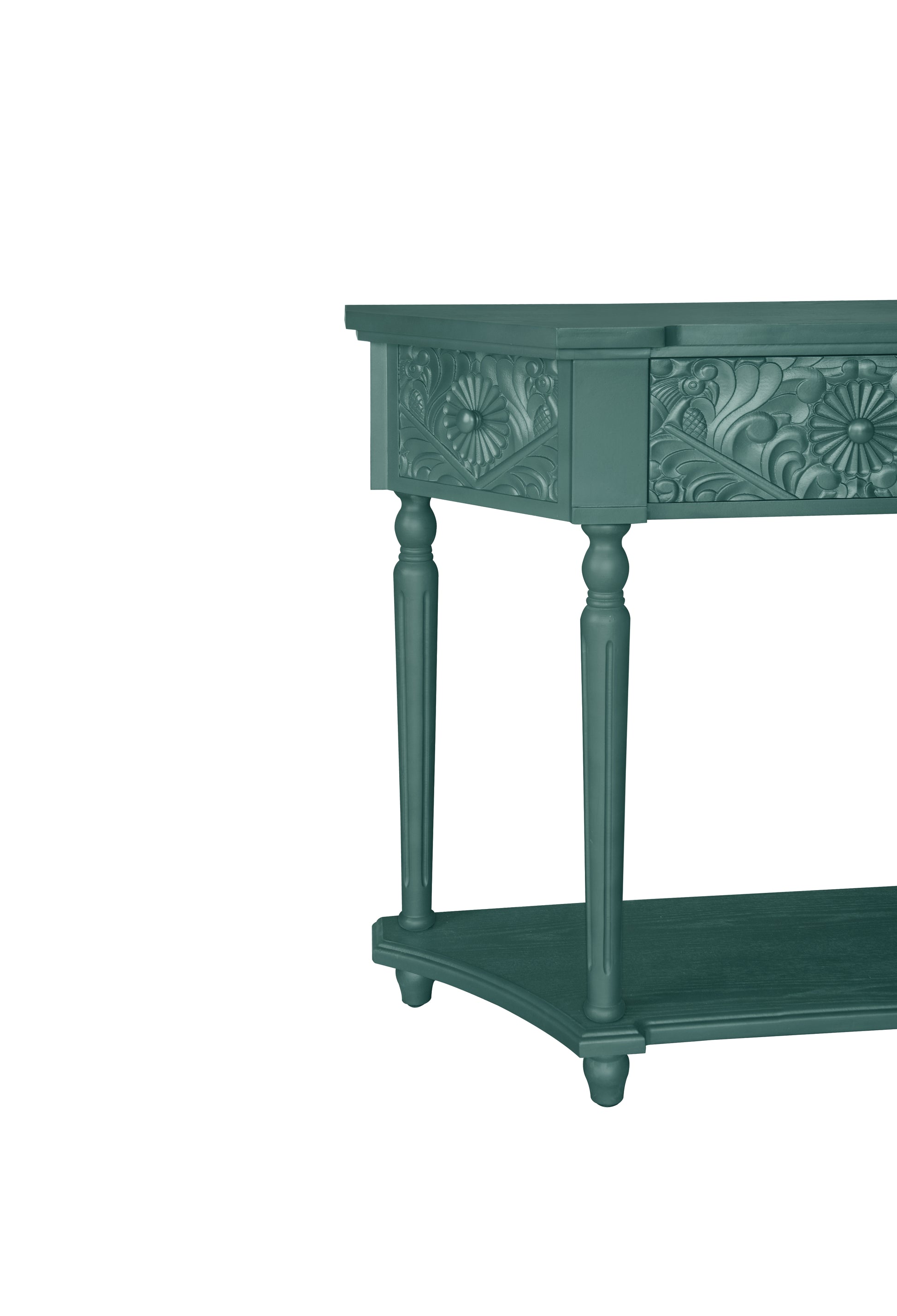 1 Drawer End Table,Side Table,Elegant Carved 1 Drawer End Table For Living Room Bed Room Study Entryway Dark Green American Design Mdf