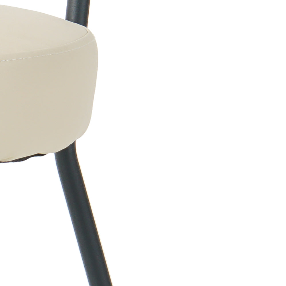 Modern Grey Simple Pu Dining Chair Upholstered Chair Family Bedroom Stool Back Dressing, White Round Table Set, Bentwood Covered With Ash Veneer Chair Back, Chair Black Metal Legs Set Of 5 White Mdf