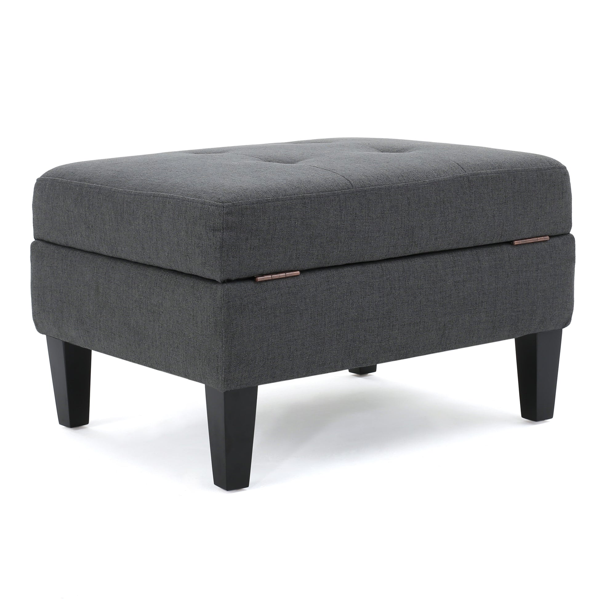Storage Ottoman Dark Gray Fabric