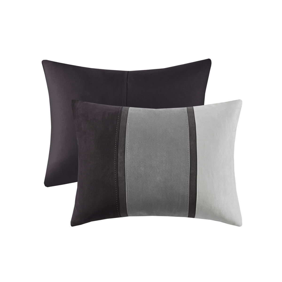 7 Piece Faux Suede Comforter Set Black Queen Queen Black Polyester