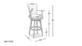 Williams 31In Swivel Bar Stool With Armrests, Natural White Linen White Foam Linen