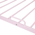 Full Size Metal House Bed With Twin Size Trundle, Pink Full Pink Metal
