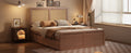 Queen Size Wood Storage Platform Bed With 4 Drawers, Rattan Headboard, Espresso Box Spring Not Required Queen Antique Espresso Wood Bedroom Bed Frame Wood Rattan