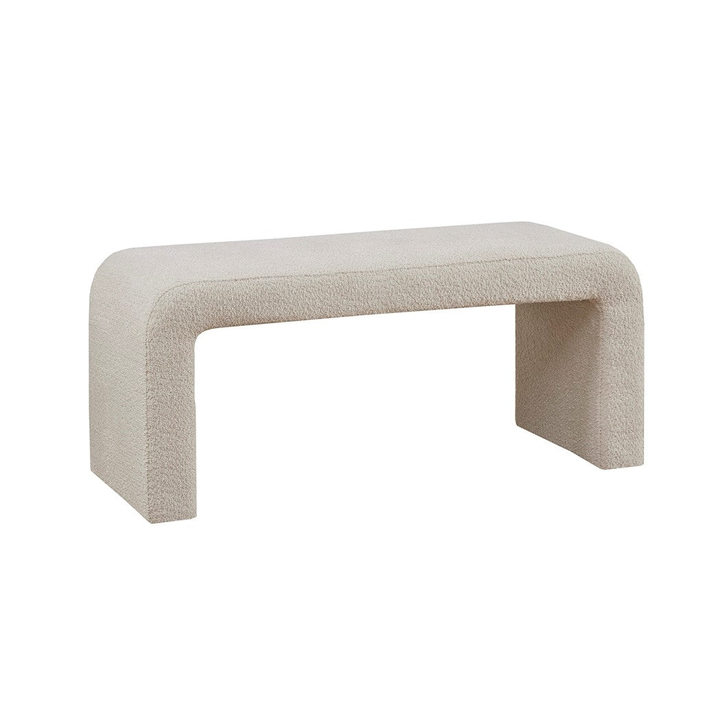 Boucle Waterfall Bench Beige Wood Fabric