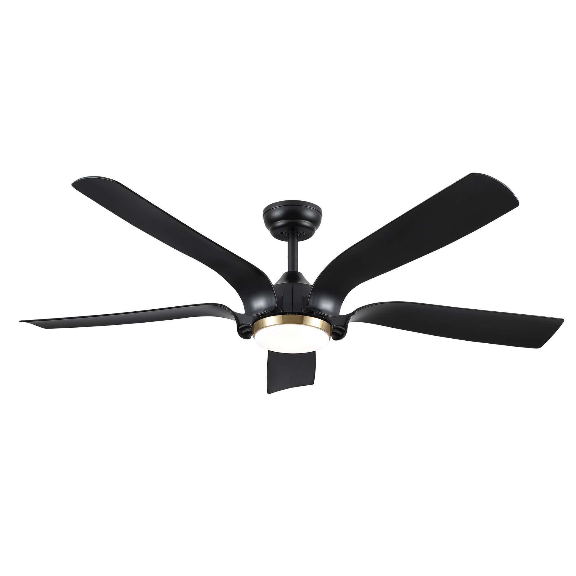 Smart 56" Integrated Led Ceiling Fan With Antique Brown Blades In Matte Black Fan Body Finish Black Abs