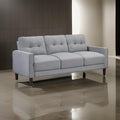 Bow 77 Inch Sofa, Grid Tufted Back, Track Arms, Self Welt Trim, Gray Grey Black Plywood 3 Seat