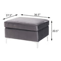 Grey Rectangle Ottoman Grey Velvet Wood Primary Living Space Solid Grey Contemporary Pine Rectangle Wood Metal