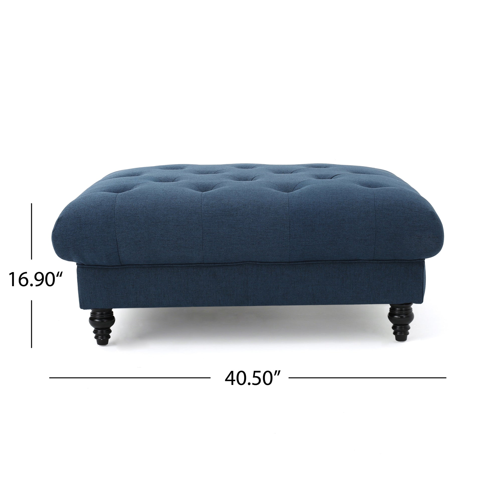 Madrid Kd Tufted Ottoman Navy Blue Fabric