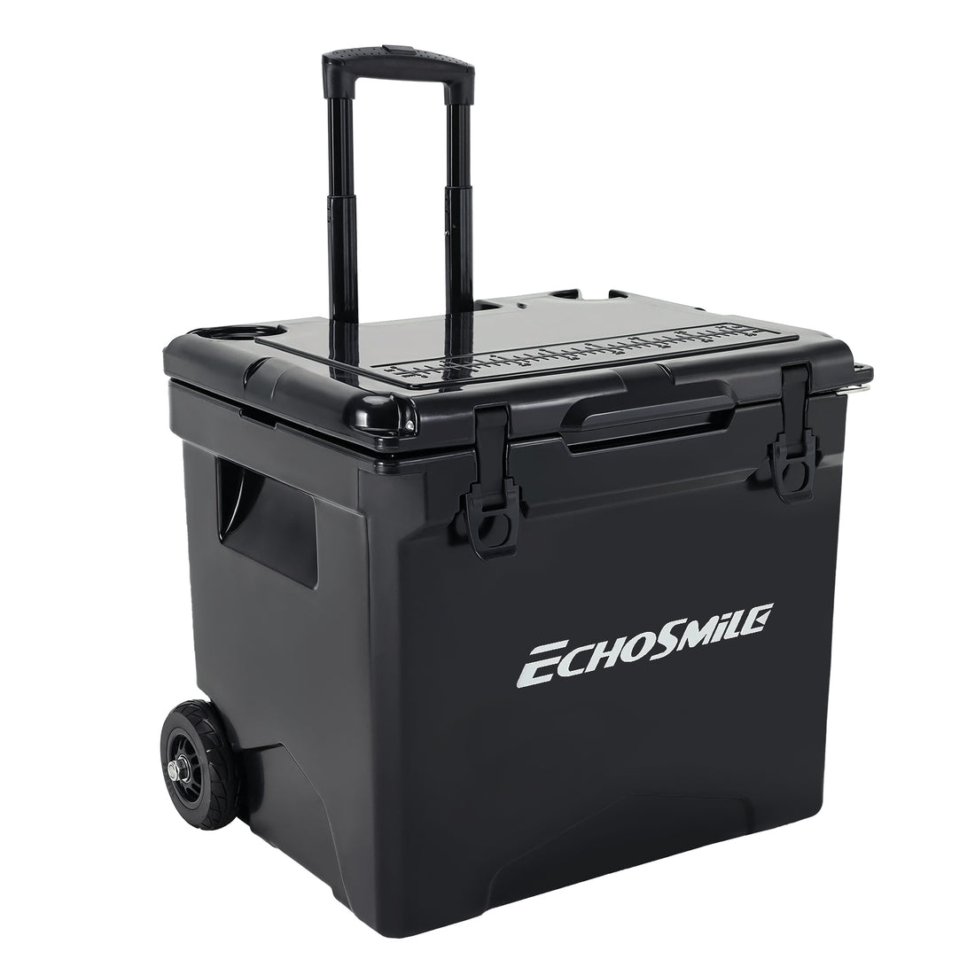 45Qt Black Insulated Box With Wheels And Trolley Black Polyethylene
