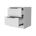 Washington Nightstand, Two Large Drawers White 2 Drawers Bedside Cabinet Bedroom Contemporary Storage Pine Melamine Melamine