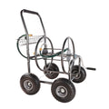 Garden Hose Reel Cart 4 Wheels Portable Garden Hose Reel Cart With Storage Basket Rust Resistant Heavy Duty Water Hose Holder Green Dark Green Abs Rubber Steel Q235