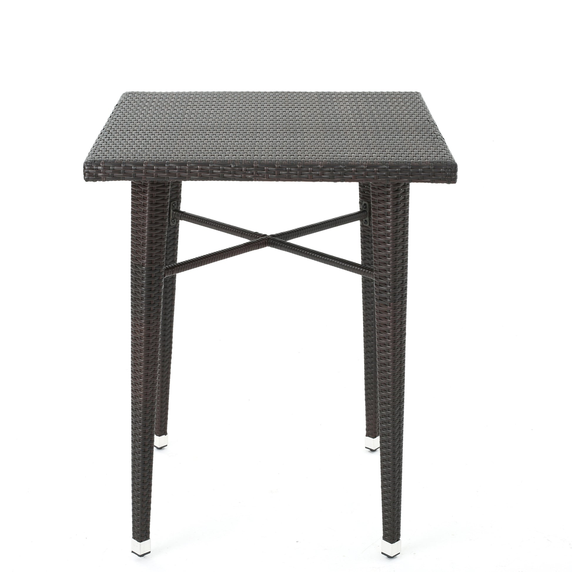 32" Square Wicker Bar Table Brown Multi Rattan