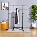 Short Clothing Racks For Hanging Clothes With Bottom Shelves And Wheels Heavy Duty Rolling Clothes Rack Kids Clothing Rack For Adult Coat, Closet, Wardrobe Black Black Metal