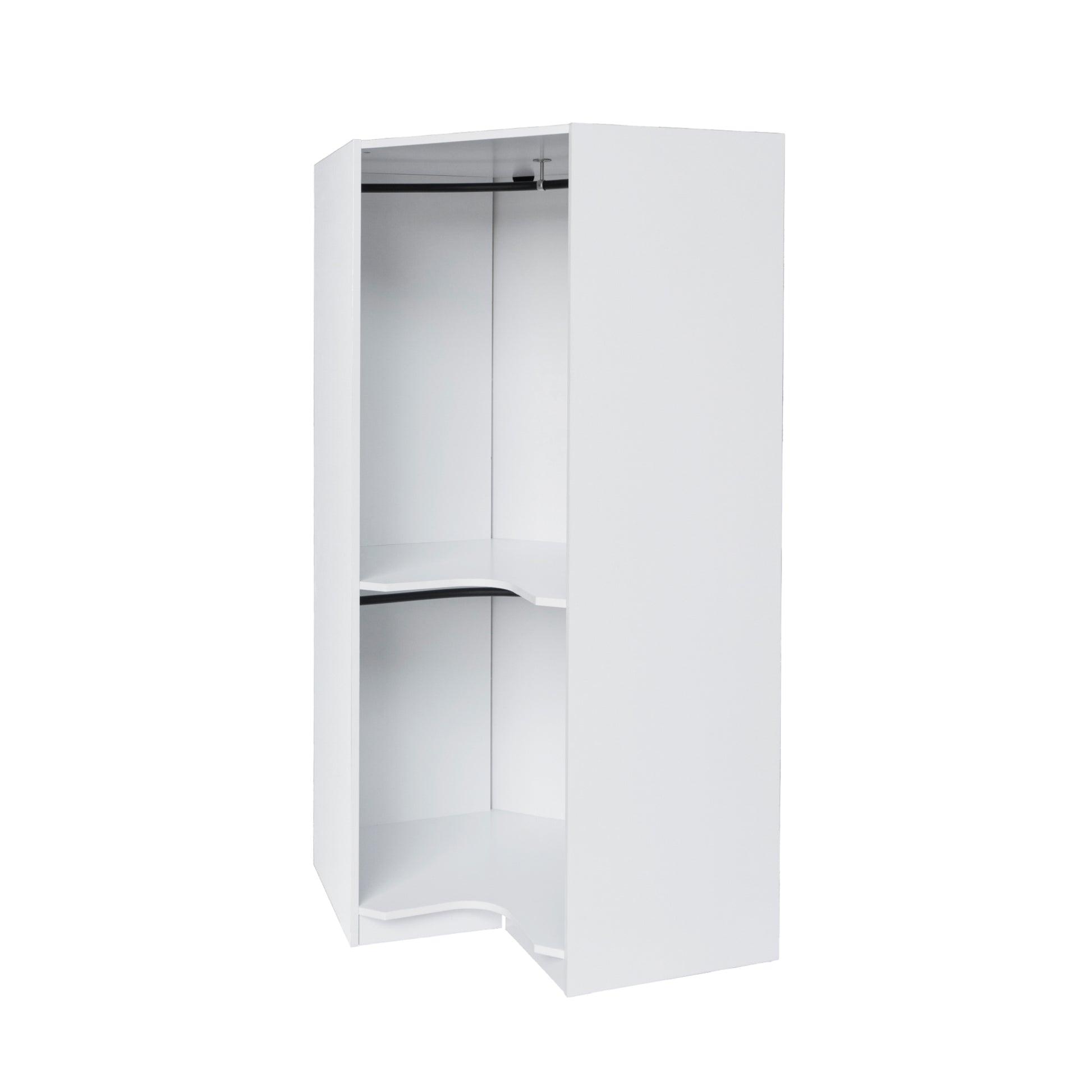 Polygon Corner Wardrobe, White White Particle Board