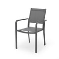 Outdoor Modern Aluminum Dining Chair With Mesh Seat Set Of 2 , Metal Gray And Dark Gray Gray Aluminium