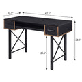 Black Computer Desk With Keyboard Tray Black Computer Desk Office Industrial Rectangular Drawers Desk Wood Metal