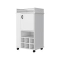 Farson Bar Cart With 2 Side Shelf, 6 Built In Wine Rack And Casters White Primary Living Space Contemporary Pine Particle Board Engineered Wood