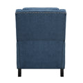 Modern Home Furniture Reclining Chair 1Pc Blue Textured Fabric Upholstered Trim Solid Wood Frame Self Reclining Motion Chair Blue Polyester Wood Modern Solid Wood