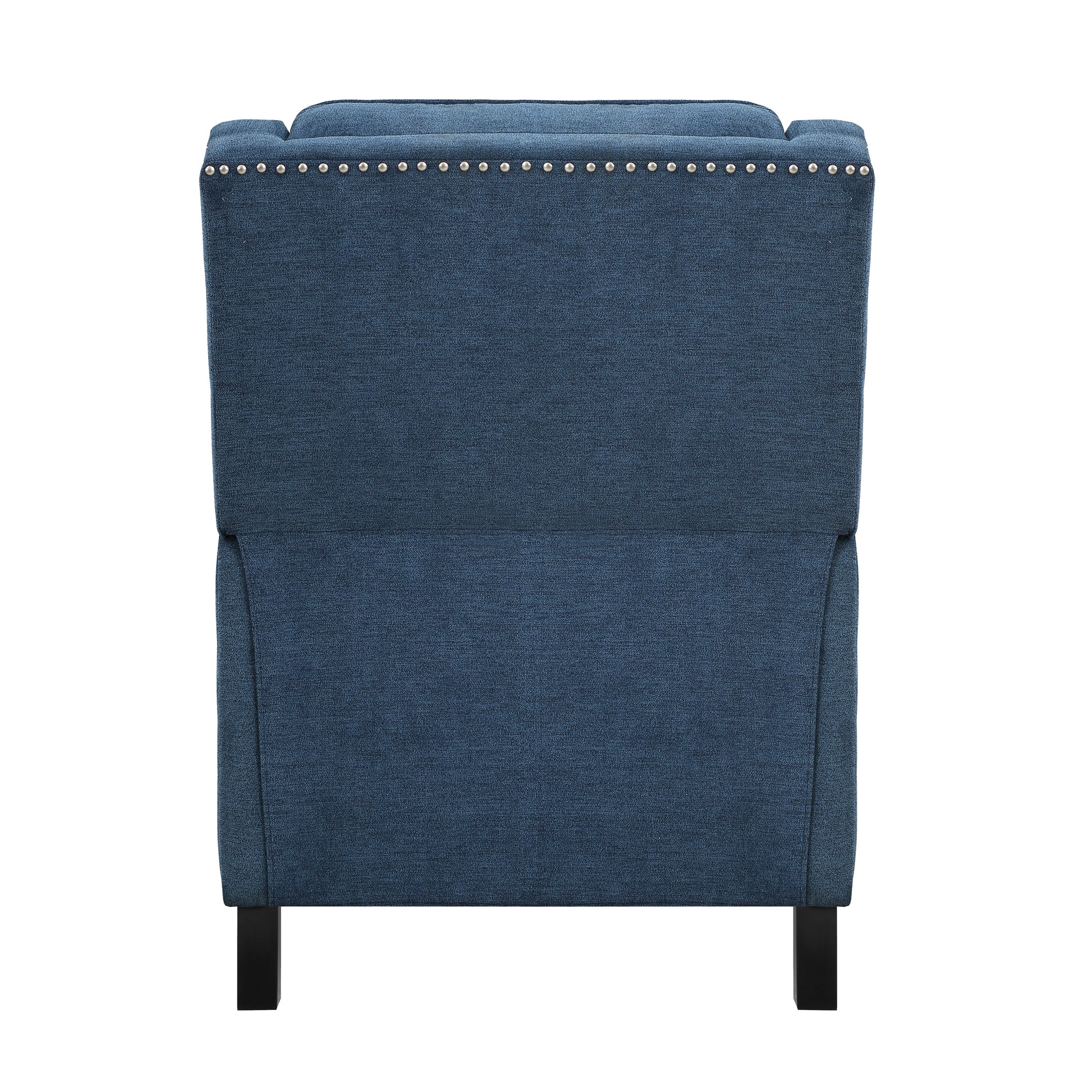 Modern Home Furniture Reclining Chair 1Pc Blue Textured Fabric Upholstered Trim Solid Wood Frame Self Reclining Motion Chair Blue Polyester Wood Modern Solid Wood