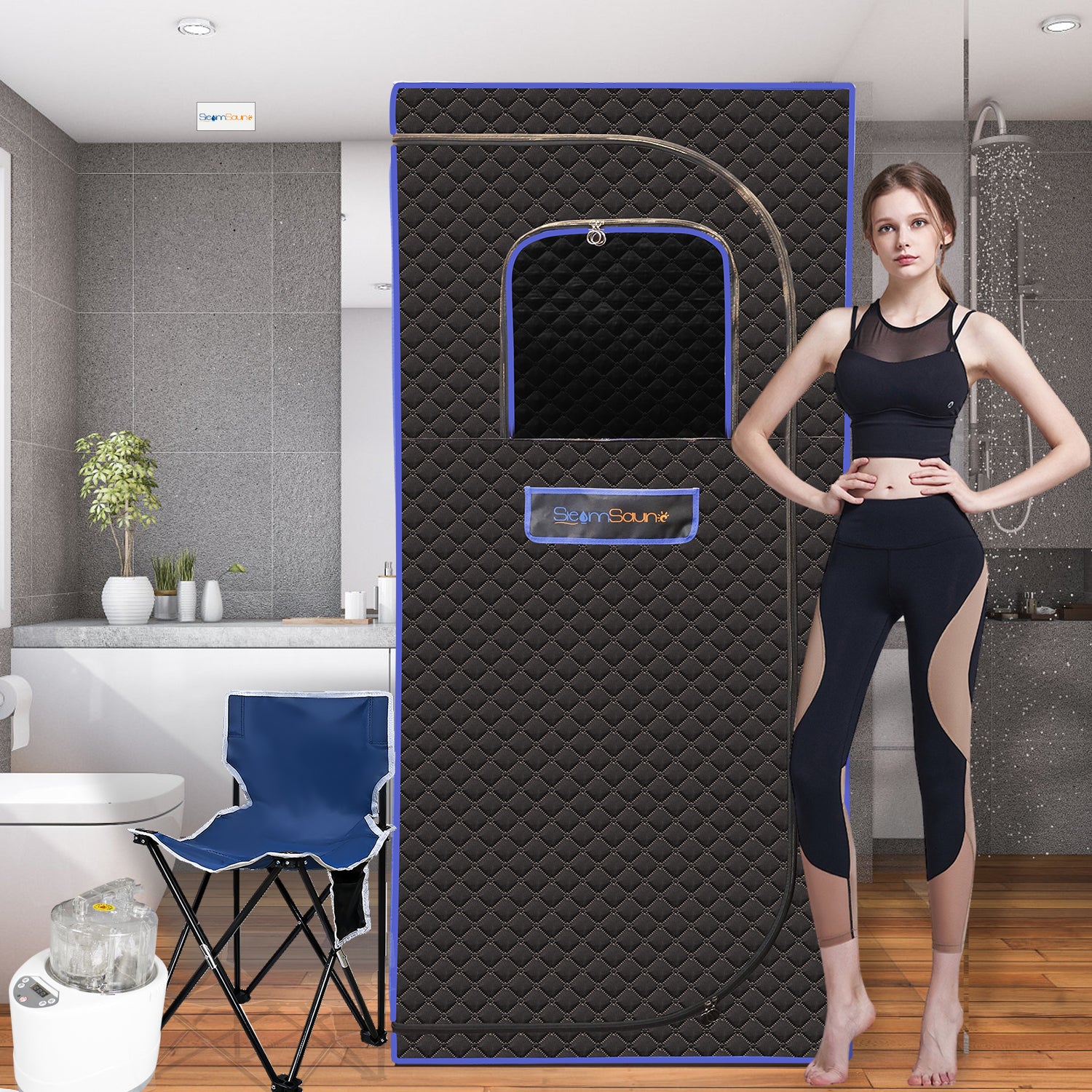 Sojourner Portable Sauna For Home Steam Sauna Tent, Personal Sauna Sauna Heater, Tent, Chair, Remote Included For Home Sauna Enjoy Your Own Personal Spa Grey Cotton Cotton