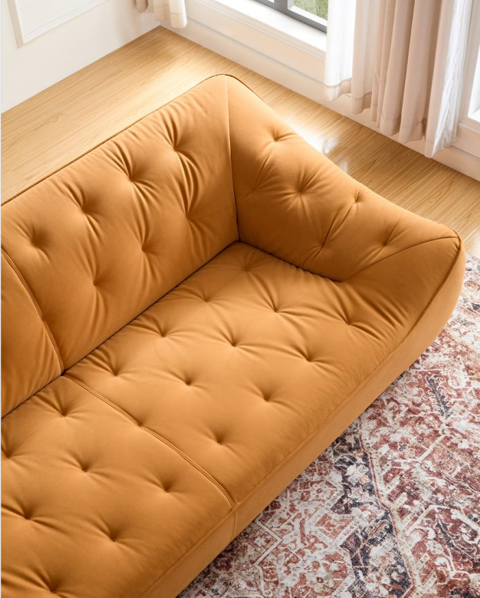 Wks10O Orangeset Sofa, Durable Fabric, Solid Wood Frame Orange Fabric 2 Seat