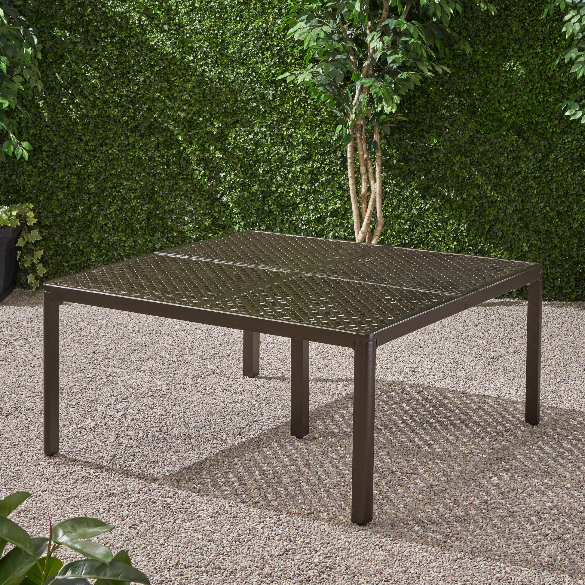 Outdoor Modern Aluminum Dining Table with Woven red-aluminium