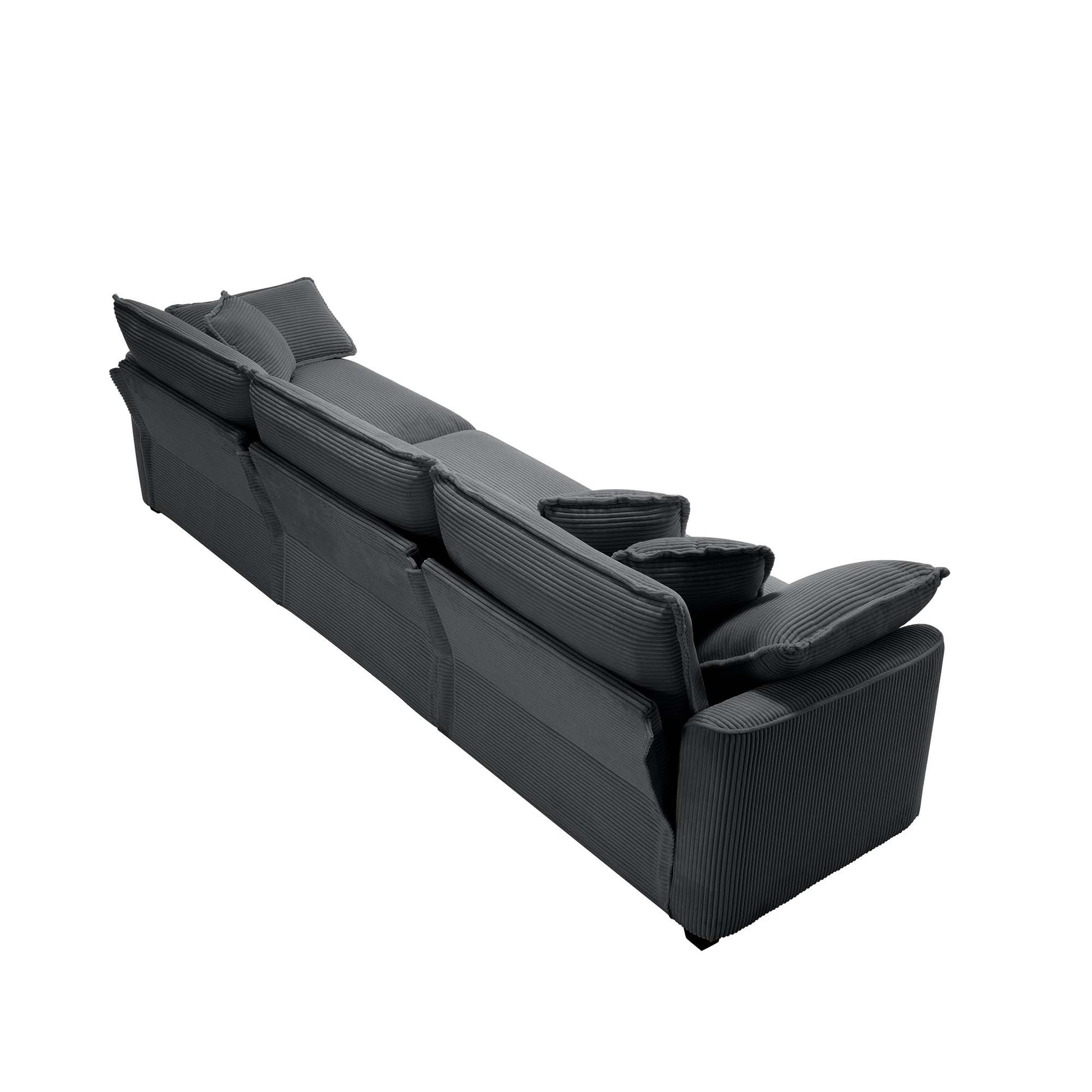 Luxurious And Sophisticated Sofa Set With Soft Cushions And Pillows, Home For Living Rooms And Clubs As Well As Home Theaters, Consisting Of Two Single Sofas And A 3 Seater Sofas In Grey Corduroy Fabr Grey Corduroy 5 Seat