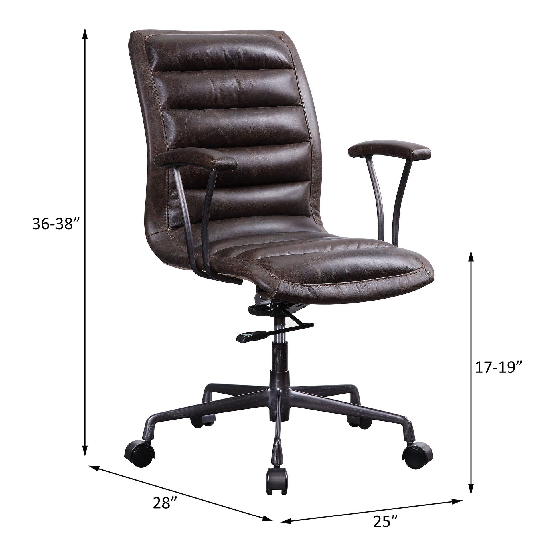 Distress Chocolate Swivel Office Chair With Casters Caster Solid Chocolate Office Office Chairs Solid Back Swivel Genuine Leather