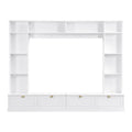 Large Wall Unit Entertainment Center With Bookshelves For Tvs Up To 78'', Modern Tv Console With Cabinets And Open Shelves, 4 In 1 Tv Stand With Golden Handles, White, 104.2''W*81.2''H White 70 79 Inches Mdf