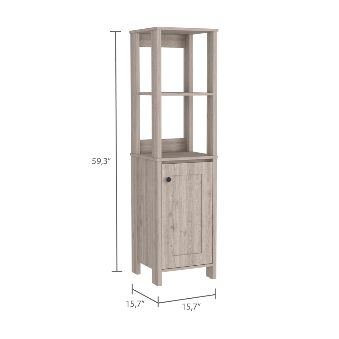 Arctic Linen Cabinet, With Four Shelves, Single Door Cabinet Beige 1 4 18 To 23 In 36 To 59 In Bathroom Freestanding Contemporary 10 15 Inches Melamine Engineered Wood