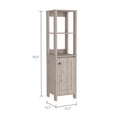 Arctic Linen Cabinet, With Four Shelves, Single Door Cabinet Beige 1 4 18 To 23 In 36 To 59 In Bathroom Freestanding Contemporary 10 15 Inches Melamine Engineered Wood