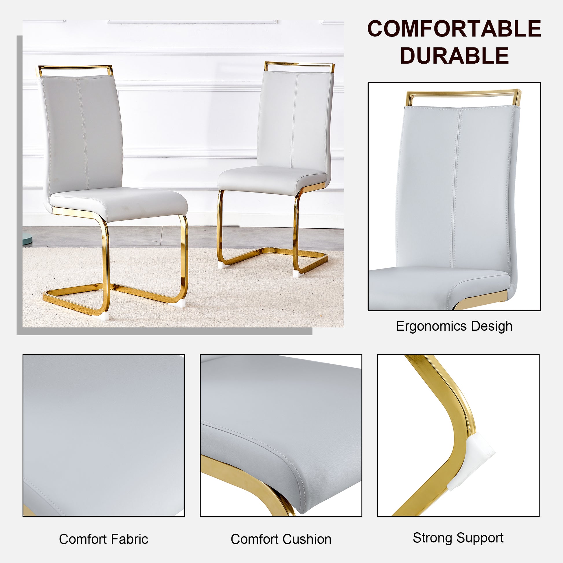 Table And Chair Set, Large Modern Minimalist Rectangular Glass Table, Can Accommodate 6 8 People, Equipped With Tempered Glass Tabletop And Large Mdf Table Legs, Comfortable And Minimalist Chairs. Transparent Glass