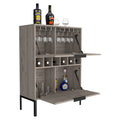 Rowan Bar Cabinet, Six Built In Wine Rack, Double Door Cabinet Light Gray Particle Board Engineered Wood