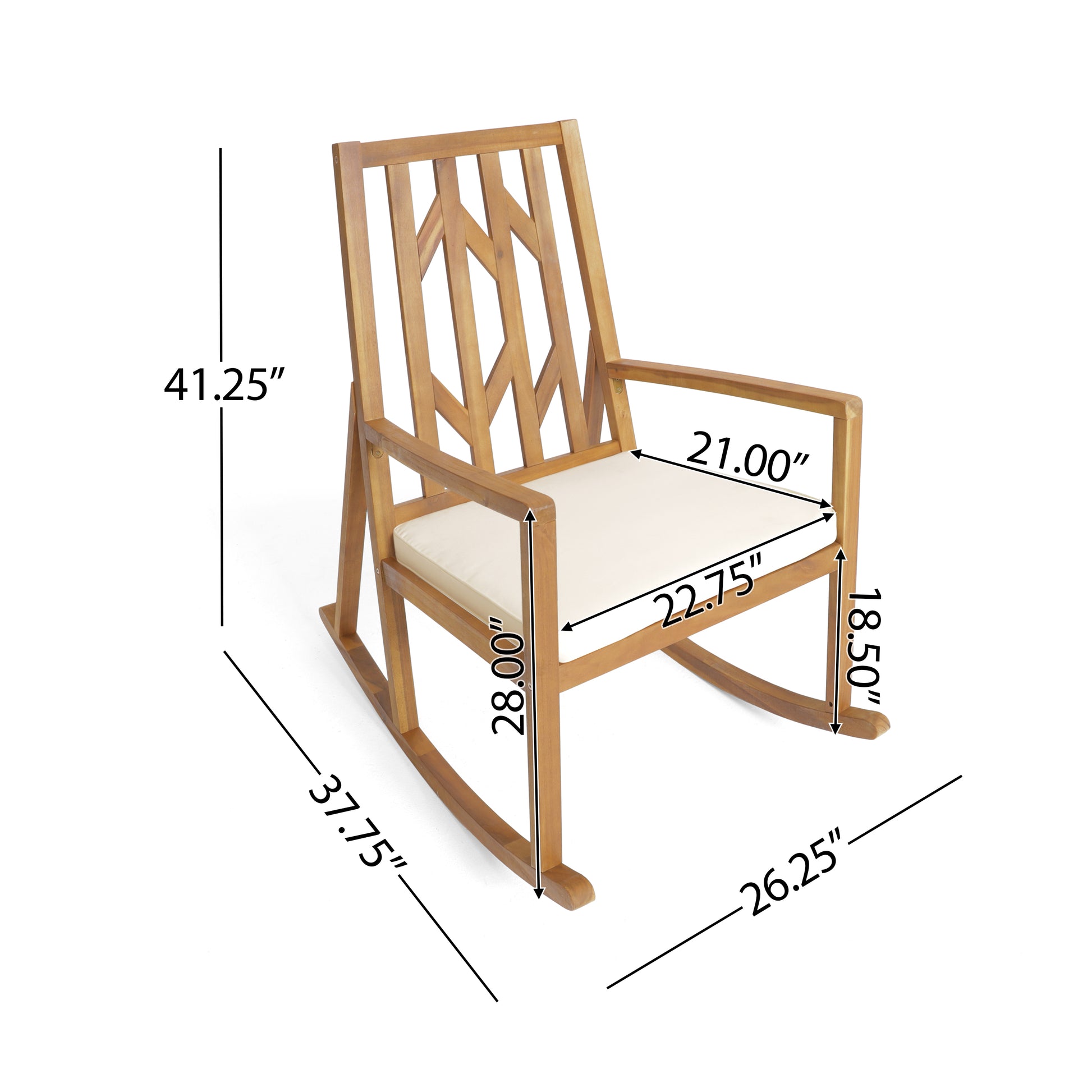 Nuna Rocking Chair With Cushion 5Cm Teak Acacia Wood