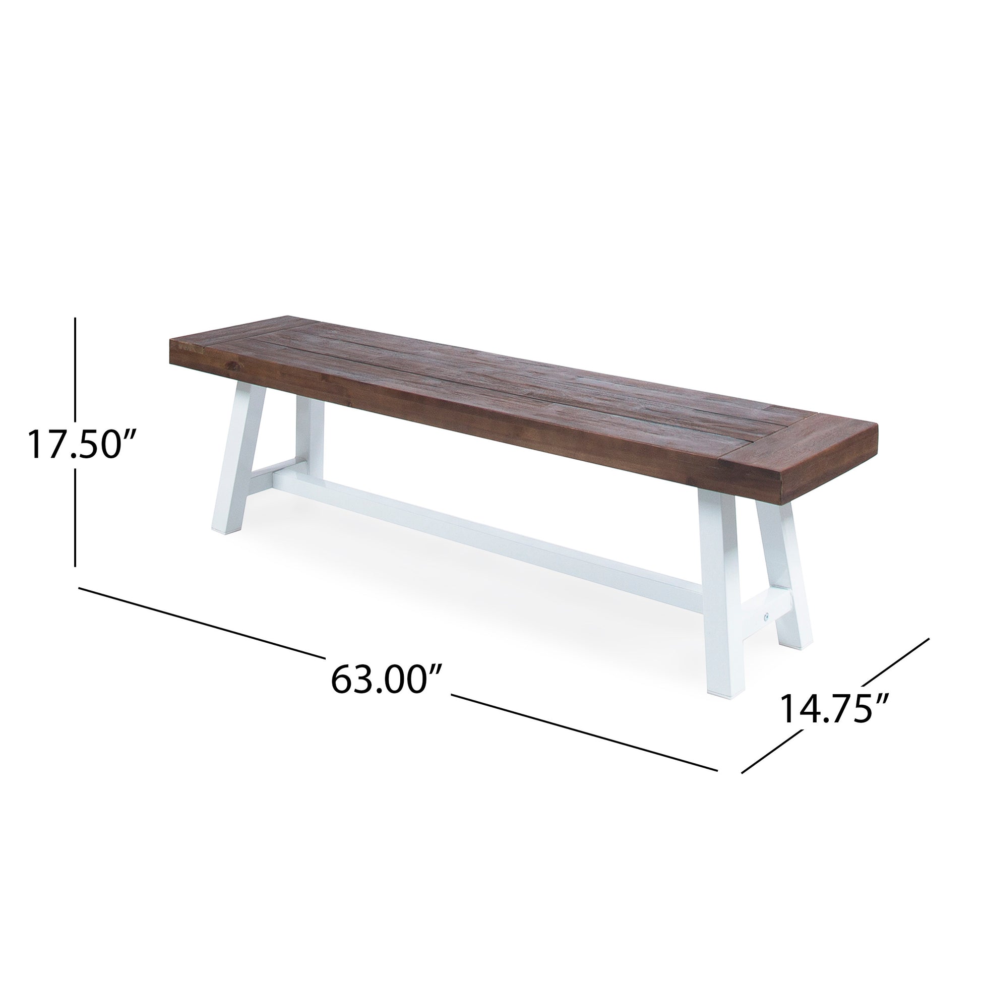 Outdoor Carlisle Benches, Sandblasted Dark Brown White Set Of 2 Brown White Acacia Wood