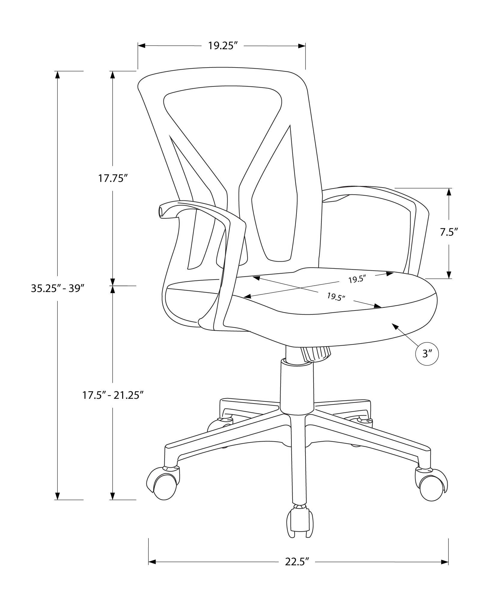 Office Chair, Adjustable Height, Swivel, Ergonomic, Armrests, Computer Desk, Work, White Mesh, Black Metal, Contemporary, Modern White Foam Polyester