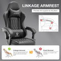 Gaming Chair With Speakers, High Back Computer Chair With Footrest, Lumbar Support And Headrest, Big And Tall Gamer Chairs With Heavy Duty Base Linkage Armrests For Adults Nylon Black Foam Faux