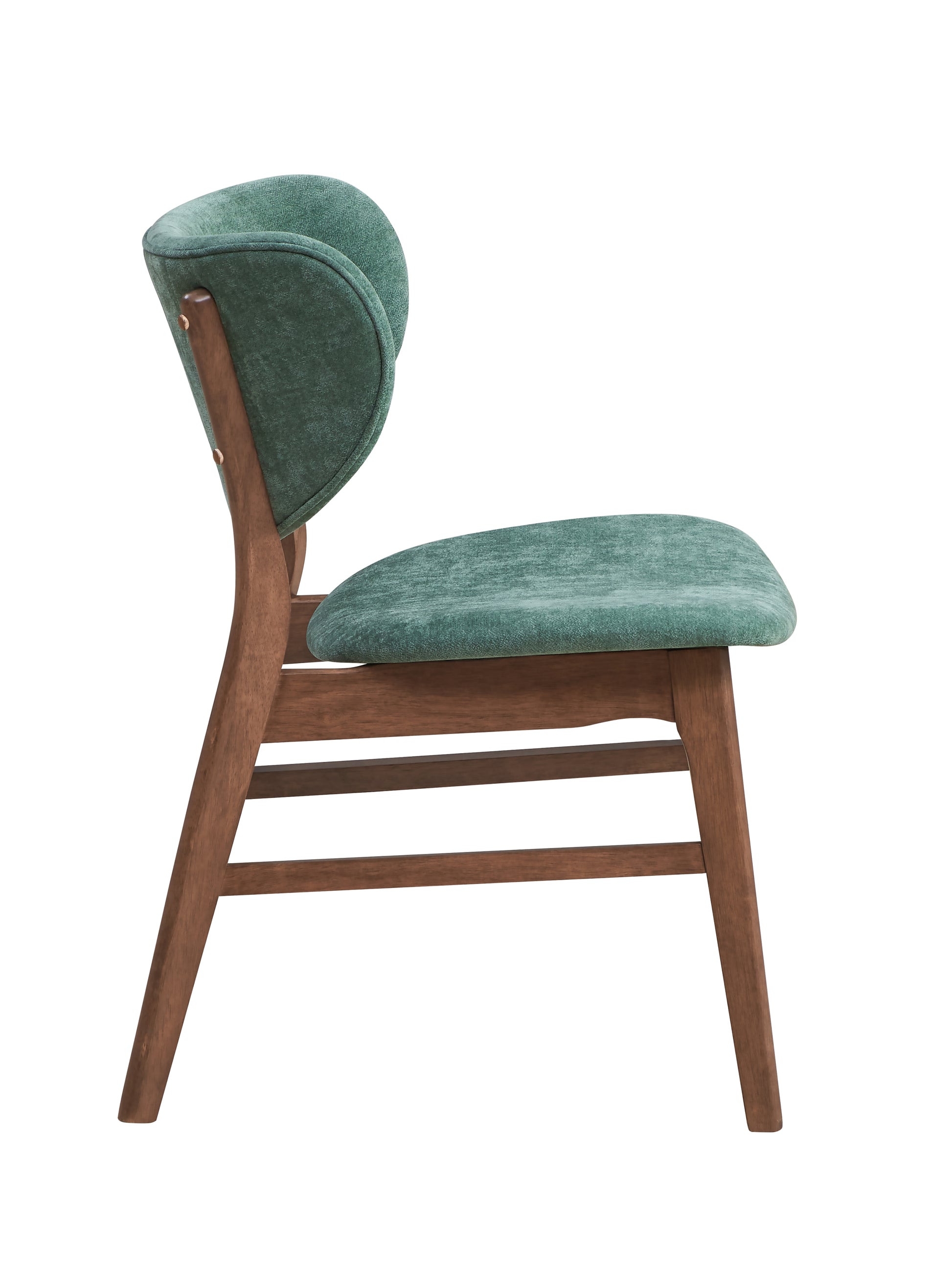 Green And Walnut Padded Side Chair Set Of 2 Solid Green Dining Room Foam Mid Century Modern Side Chair Solid Back Set Of 2 Wood Fabric