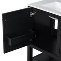 30Inch Transitional Style Bathroom Vanity Cabinet Combo With Ceramic Sink,Soft Close Door Black Bathroom Solid Wood Mdf