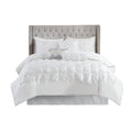 7 Piece Tufted Comforter Set White Cal King California King White Polyester