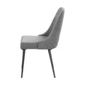 Set Of 2 Fabric Upholstered Dining Chairs, Grey And Gunmetal Solid Grey Rectangular Modern Set Of 2 Metal,Polyester