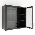 Retro Style Wall Mounted Cabinet Table Top Storage Cabinet With Hazy Glass Doors And 2 Adjustable Shelves For Bathroom Kitchen Living Room Kitchen Hallway Black Outdoor Paint, Flute Tempered Glass Black 2 3 24 To 35 In 24 To 31 In Adjustable Shelves