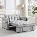 Convertible Sofa Bed, 3 In 1 Multi Functional Velvet Sleeper Couch Pull Out Bed, 48'' Loveseat Chaise Lounge With Adjustable Backrest And Pillows, Hidden Side Table For Living Room, Small Space, Grey Grey Velvet 2 Seat