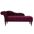 Samuel Tufted Roll Arm Chaise Lounge, Burdy Velvet Burgundy Foam Velvet