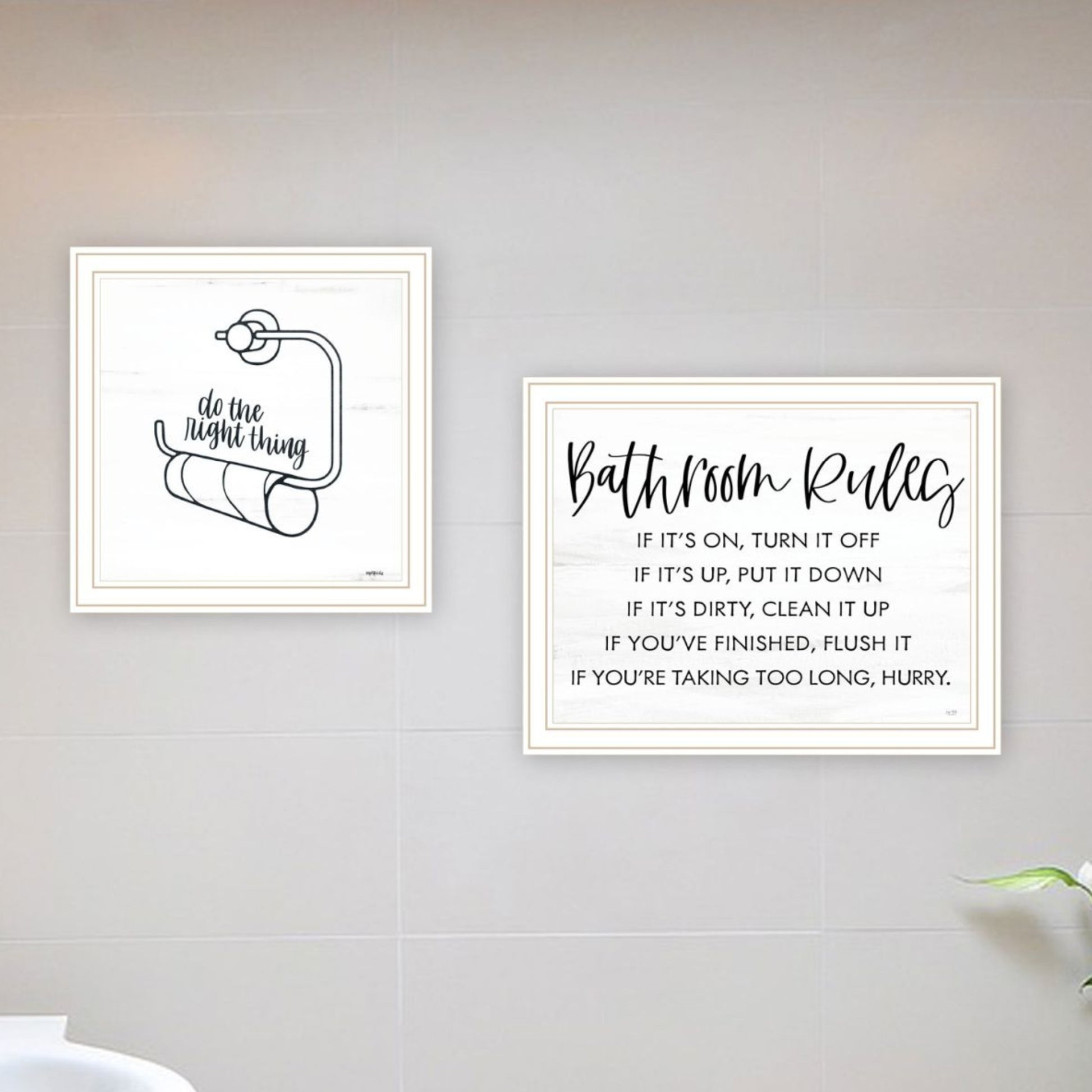 "Bathroom Rules" Framed Wall Art For Bathroom, Wall Art Print For Home Decor, Bathroom Wall Art By Imperfect Dust Multicolor Wood Paper