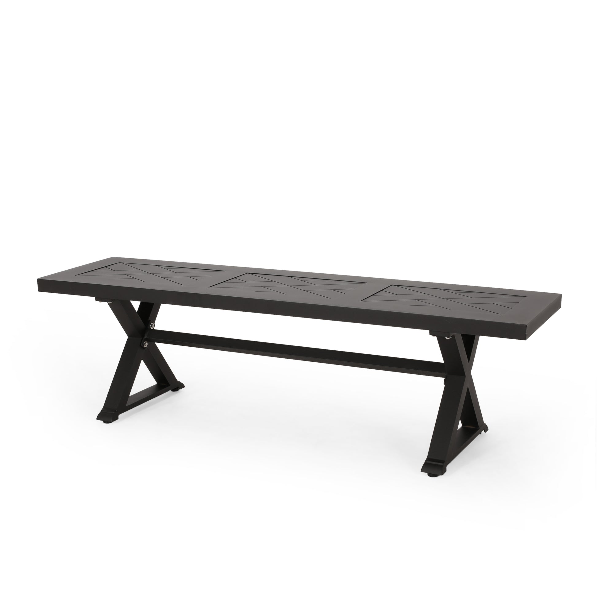 Outdoor Dining Bench, Antique Matte Black Black Aluminium