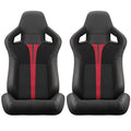 2Pc Universal Bucket Racing Seats Red Stitch Red Pvc Leather Reclinable Carbon Look Leather Back With Adjustor Slider Not Including Seat Bracket 1 Box Of 2 Pieces Black Red Foam Pvc