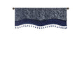 Jacquard Window Rod Pocket Valance With Beads Navy 50X18